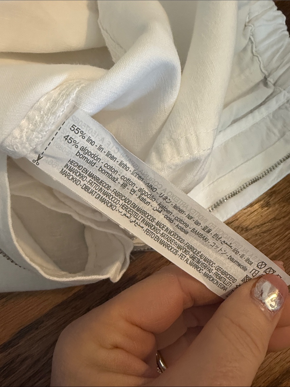 Zara White Drawstring Cargo-Style Joggers Linen and Cotton - Picture 11 of 12